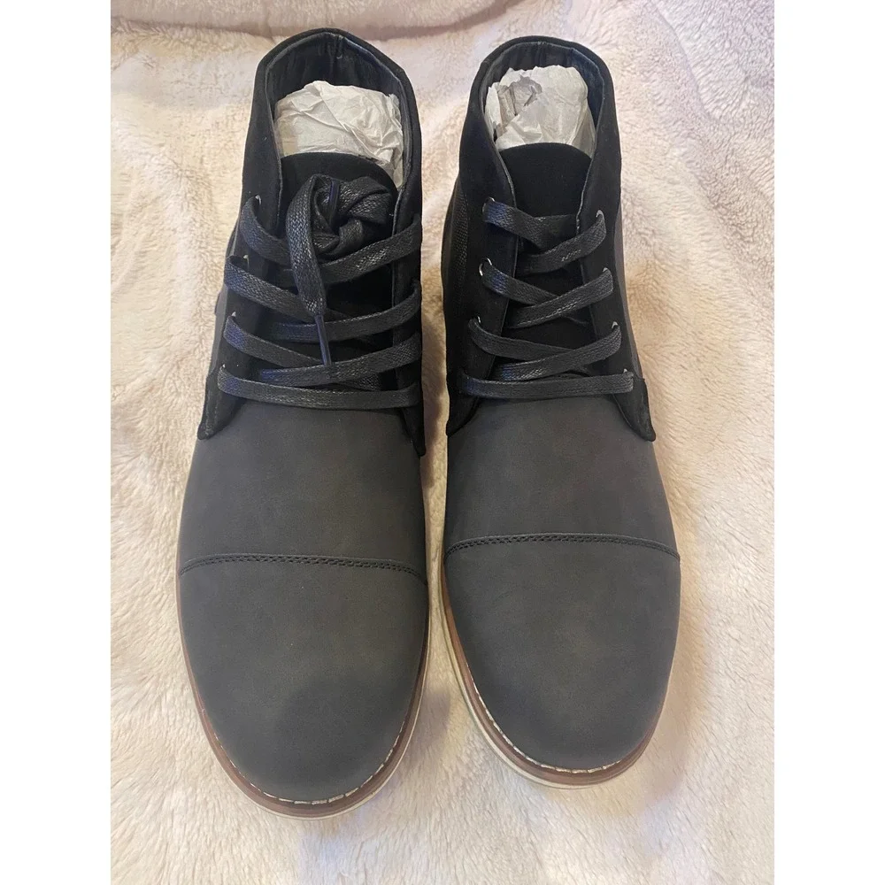 Vance Co‎ Mens Black Tru Comfort Foam Chukka Boots Cap Toe Lace Up Casual Shoes